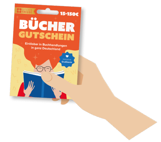 Büchergutschein in Hand rechts